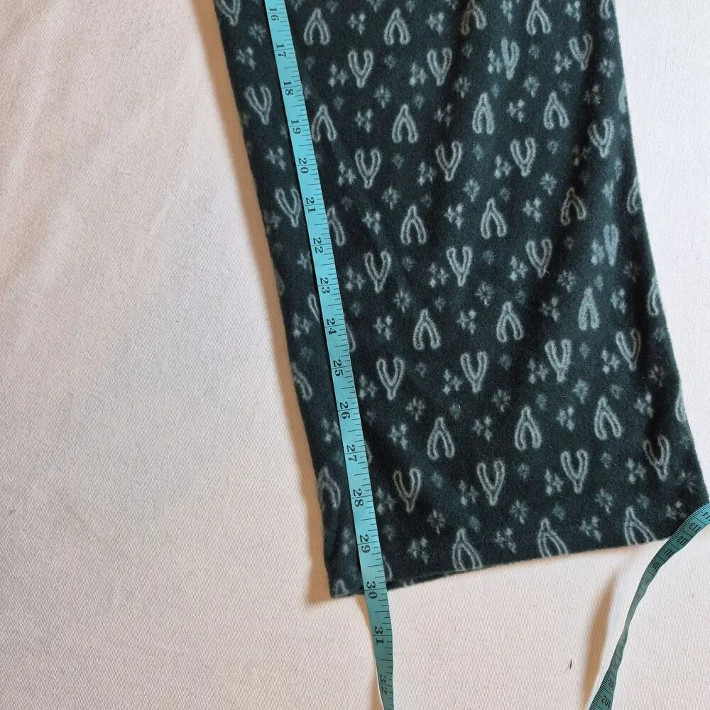 Lucky Brand Women's Wishbone Fleece Pajama Set Size 1X Green Button-Up